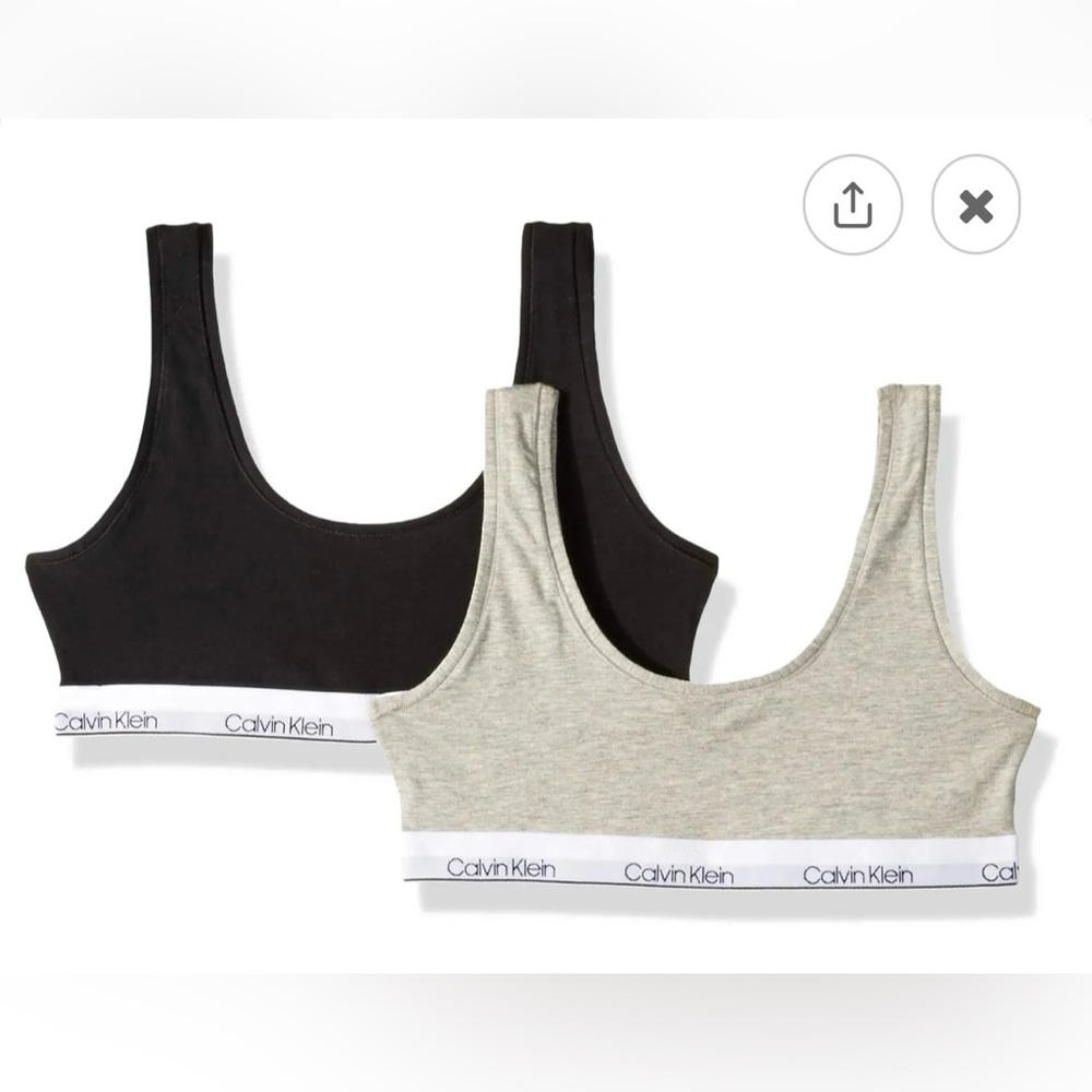 NWT Calvin Klein girls extra large 14/16 xl   Black and Gray Bralette 2 pack